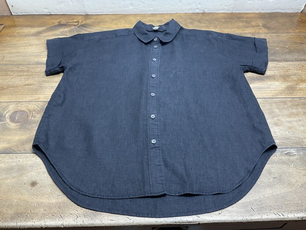 J Crew Baird McNutt Top Women Medium Linen Button Up Shirt Relaxed Fit Black